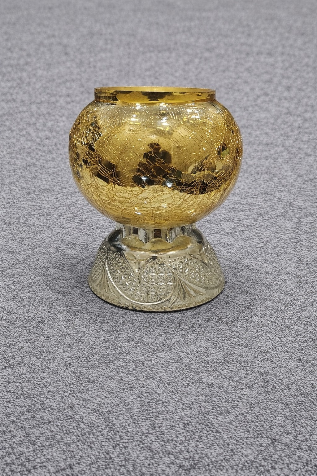 Decorative glass candle Bowl with Stand Mercury Finished