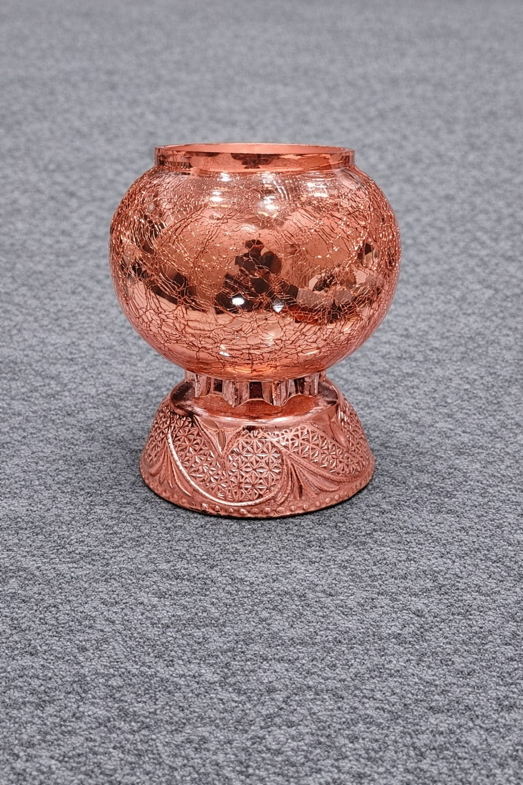 Decorative glass candle Bowl with Stand Mercury Finished