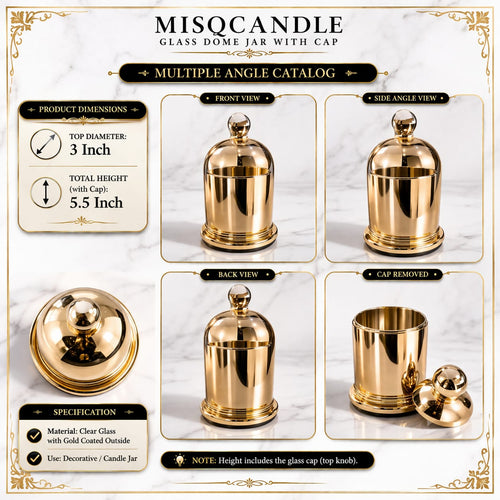 Decorative glass candle bell jar with transparent lid 180 ml pack of 1